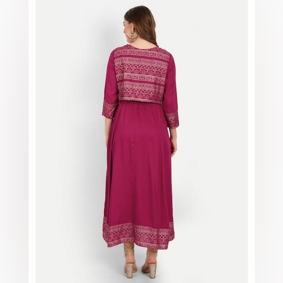 Happy Design Women Magenta Printed Rayon Kurta - Picture 3 of 5